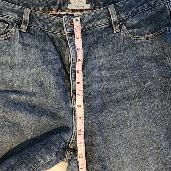L.L.Bean Favorite Fit Jeans Red Plaid Cuffed Denim Pants Size 16 Regular - Picture 6 of 10
